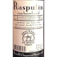 De Molen Rasputin Rum Barrel Aged 10,5% 33cl - Dcervezas